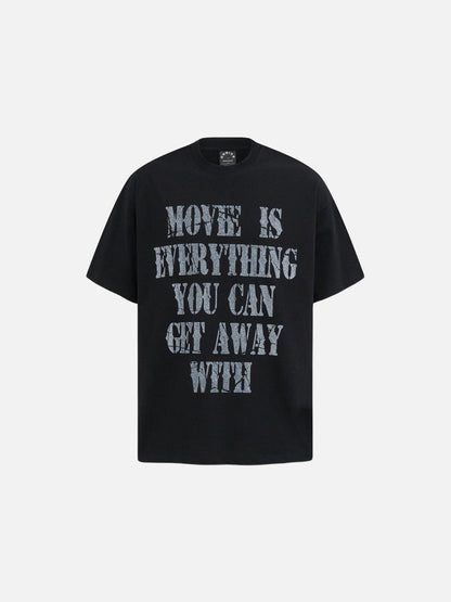 DAXUEN Oversized short-sleeved t-shirt with distressed text print