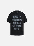 DAXUEN Oversized short-sleeved t-shirt with distressed text print