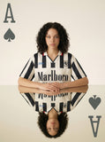 DAXUEN MT99 striped jersey polo shirt — model photo