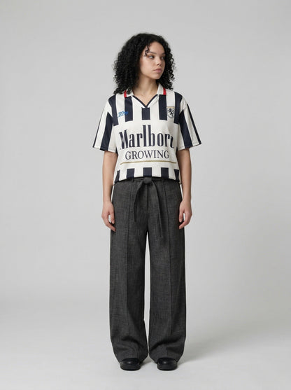 DAXUEN MT99 striped jersey polo shirt — model photo