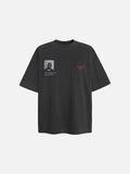DAXUEN grey oversized mugshot graphic t-shirt