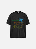 DAXUEN white oversized multi-color fish and starfish graphic t-shirt