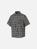 DAXUEN Multi-colored plaid short-sleeved button-up shirt