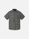DAXUEN Multi-colored plaid short-sleeved button-up shirt