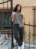 Multi-Colored Plaid Short-Sleeved Shirt