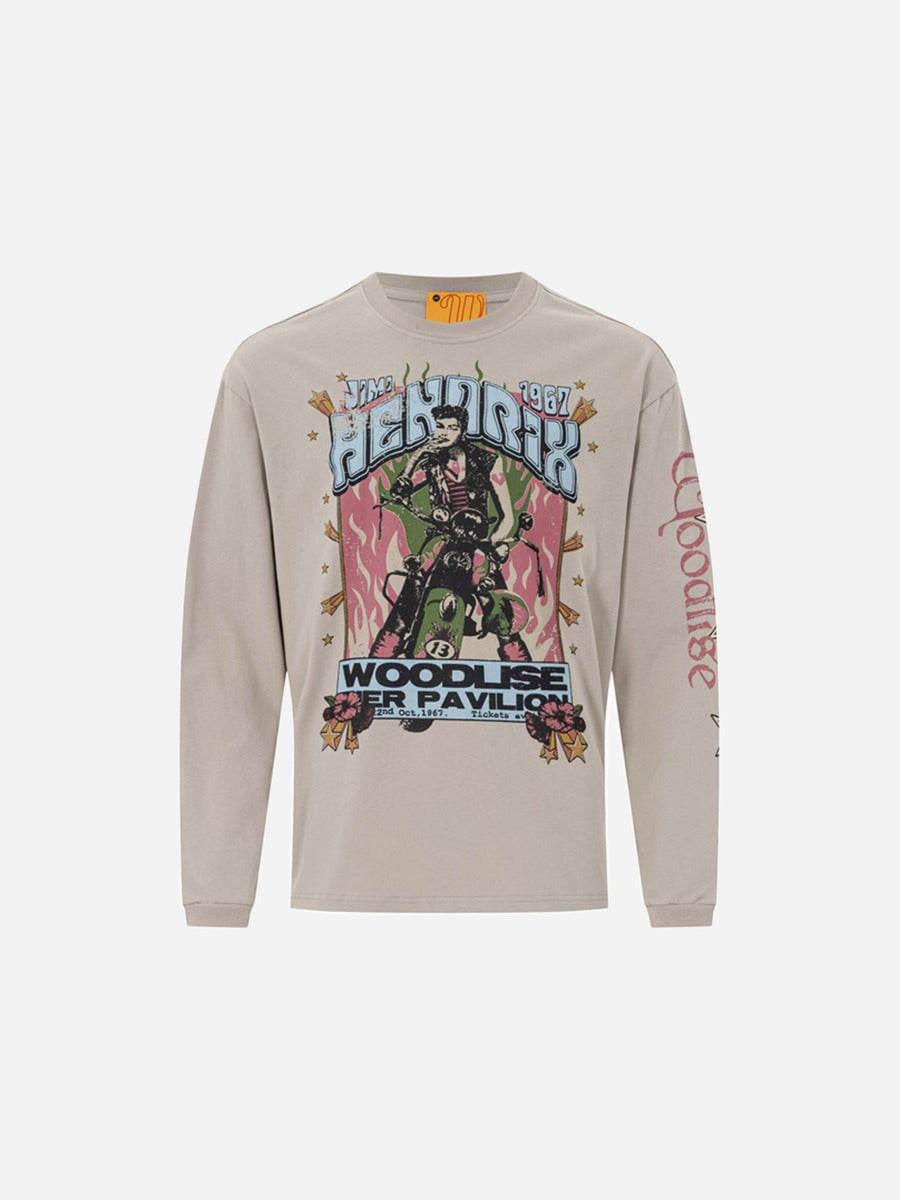 Multi-Colored Scooter Graphic Long Sleeve Tee
