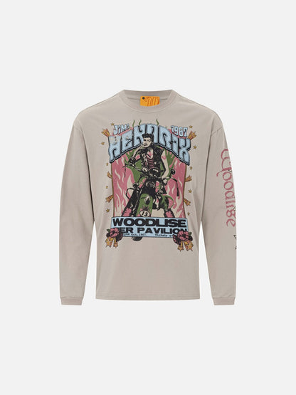 Multi-Colored Scooter Graphic Long Sleeve Tee