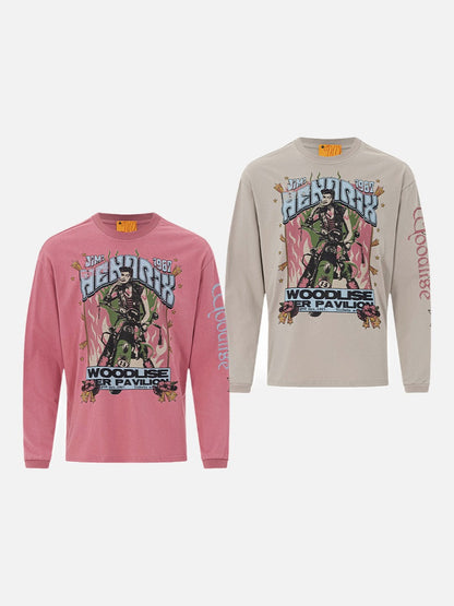 Multi-Colored Scooter Graphic Long Sleeve Tee