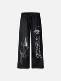 DAXUEN black oversized multi-graphic knit sweatpants