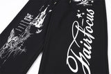 DAXUEN black oversized multi-graphic knit sweatpants