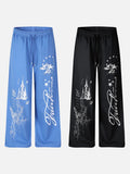 DAXUEN black oversized multi-graphic knit sweatpants