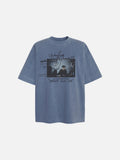 DAXUEN faded blue multi-layered graphic short-sleeve t-shirt