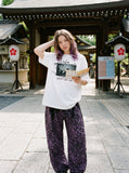 DAXUEN faded blue multi-layered graphic short-sleeve t-shirt — model photo