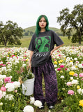 DAXUEN charcoal grey multi-layered portrait graphic t-shirt — model photo