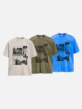 DAXUEN acid-wash multi-panel graphic oversized tee