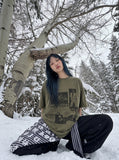 DAXUEN acid-wash multi-panel graphic oversized tee — model photo