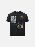 DAXUEN faded blue multi-panel graphic relaxed fit t-shirt