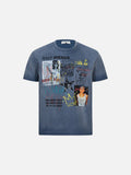 DAXUEN faded blue multi-panel graphic relaxed fit t-shirt
