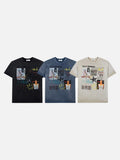 DAXUEN faded blue multi-panel graphic relaxed fit t-shirt