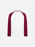 DAXUEN white and dark red multi-panel graphic long sleeve tee