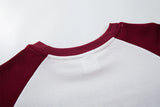 DAXUEN white and dark red multi-panel graphic long sleeve tee
