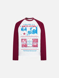 DAXUEN white and dark red multi-panel graphic long sleeve tee