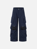 DAXUEN dark navy blue multi-pocket wide-leg cargo pants