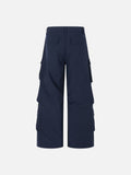 DAXUEN dark navy blue multi-pocket wide-leg cargo pants