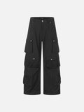 DAXUEN dark navy blue multi-pocket wide-leg cargo pants