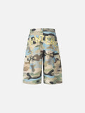 Multicolor camouflage cargo shorts with patches