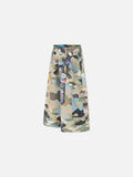 Multicolor camouflage cargo shorts with patches