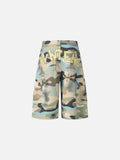 Multicolor camouflage cargo shorts with patches