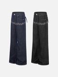 DAXUEN Wide-leg jeans with musical embroidery design