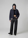 DAXUEN Wide-leg jeans with musical embroidery design — model photo