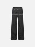 DAXUEN Wide-leg jeans with musical embroidery design