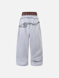 DAXUEN Grey wide-leg sweatpants with musical print and plaid details