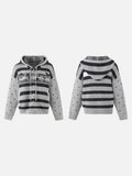DAXUEN light grey and dark grey/black musical notes graphic hooded cardigan