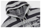 DAXUEN light grey and dark grey/black musical notes graphic hooded cardigan