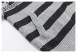 DAXUEN light grey and dark grey/black musical notes graphic hooded cardigan