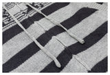 DAXUEN light grey and dark grey/black musical notes graphic hooded cardigan