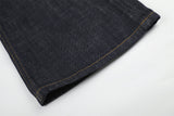 DAXUEN dark indigo wide-leg jeans with musical staff embroidery