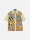DAXUEN Short-sleeve collared shirt with plaid and polka dot design