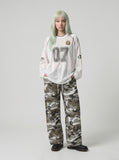 DAXUEN muted camouflage wide-leg pants — model photo