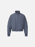 Muted Grey-Blue Sculptural Bomber Jacket