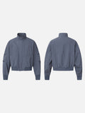 DAXUEN muted grey-blue sculptural bomber jacket