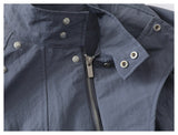 DAXUEN muted grey-blue sculptural bomber jacket