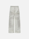 DAXUEN Muted grey wide leg trousers with paint splatter
