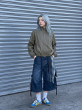 DAXUEN olive green full-zip bomber jacket — model photo