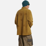 DAXUEN muted olive embossed graphic long-sleeve top