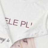DAXUEN white muted portrait graphic long-sleeve Henley T-shirt